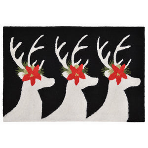 Trans Ocean Liora Manne Festive Reindeer Indoor/Outdoor Handmade Pillow - Geometric Winter Home Accent Decor Black Polyester,Acrylic Ftp23181848