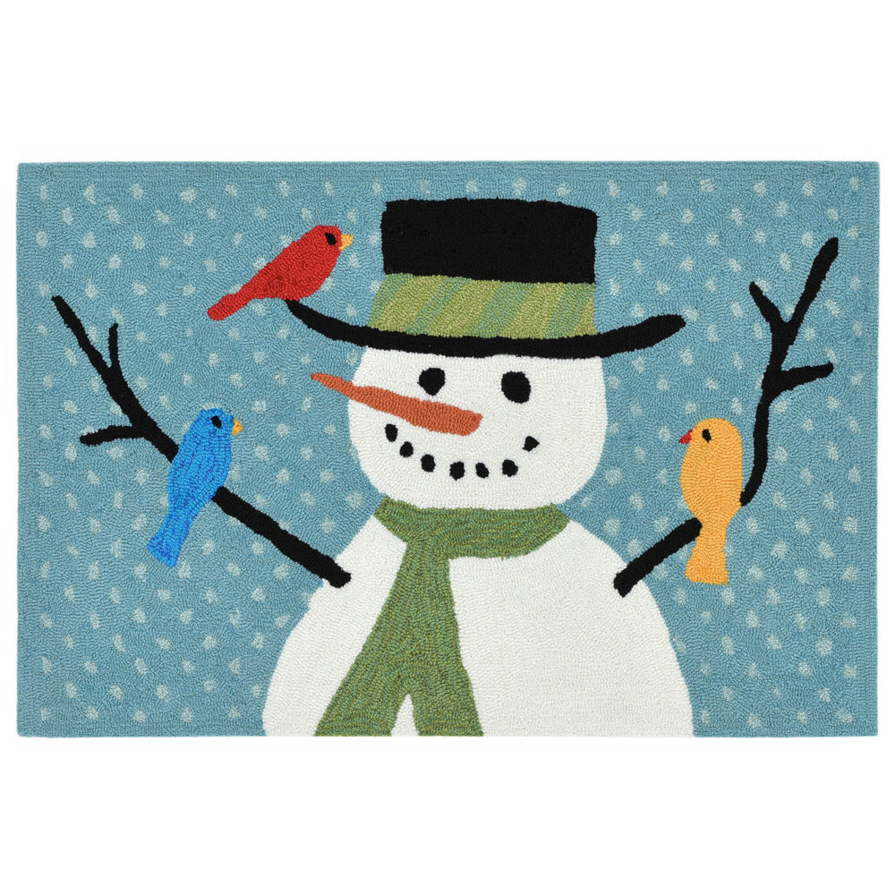 Trans Ocean Liora Manne Frontporch Whimsical Snowman And Friends Indoor/Outdoor Mat For Festive Home Decor Blue Polyester,Acrylic Ftp23186503