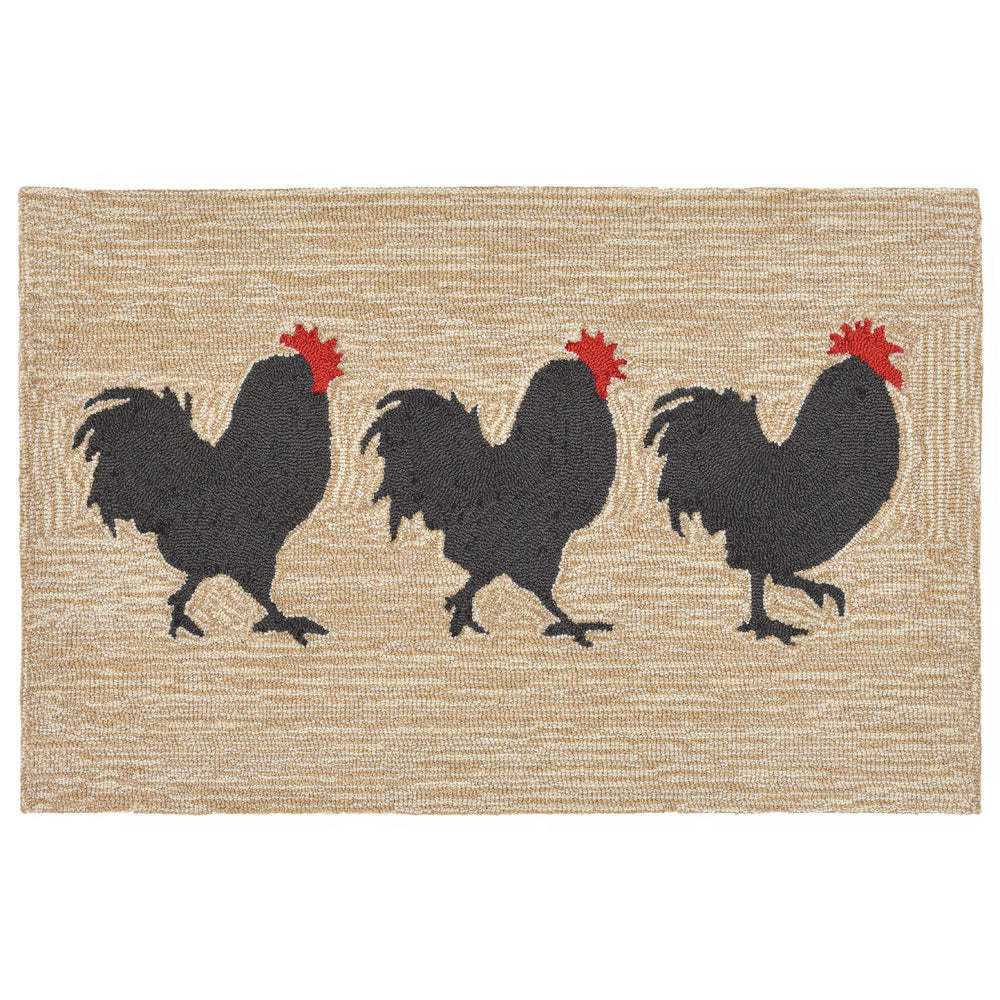 Trans Ocean Liora Manne Frontporch Roosters Indoor/Outdoor Hand-tufted Area Rug - Fun, Durable & Decorative Natural Polyester,Acrylic Ftp34187012