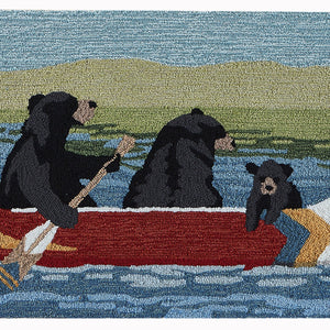 Trans Ocean Liora Manne Frontporch Are We Bear Yet? Fun Indoor/Outdoor Rug With Playful Canoeing Bears Design Blue Polyester,Acrylic Ftp23189203