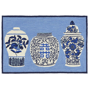 Trans Ocean Liora Manne Frontporch Ginger Jars Indoor/Outdoor Rug - Vibrant Floral Design For Any Space Blue Polyester,Acrylic Ftp23241003