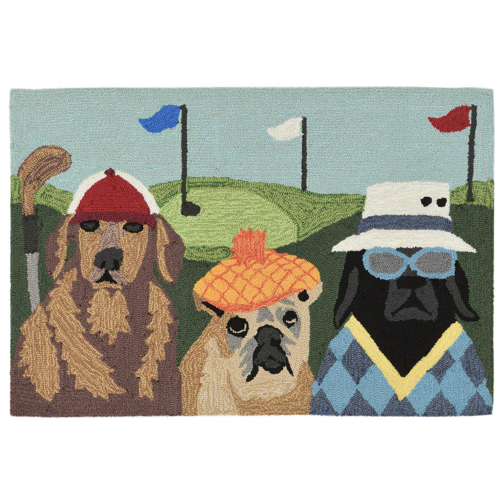 Trans Ocean Liora Manne Putts & Mutts Indoor/Outdoor Rug – Playful Dogs On A Golf Course For Fun Home Décor Multi Polyester,Acrylic Ftp12241844