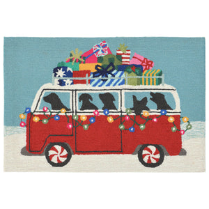 Trans Ocean Liora Manne Frontporch Happy Howlidays Indoor/Outdoor Mat – Festive Pet Scene For Holiday Cheer Red Polyester,Acrylic Ftp34242724