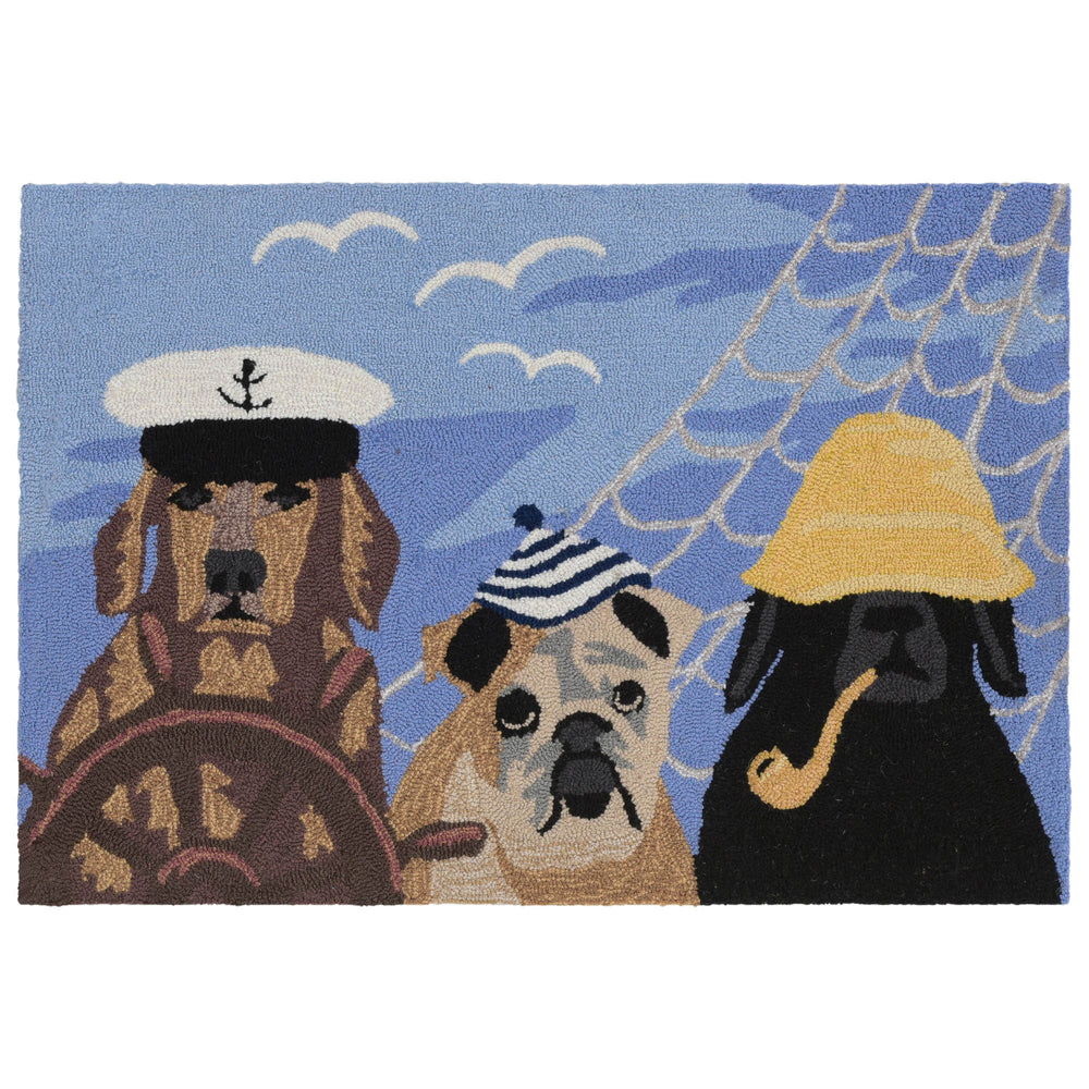 Trans Ocean Liora Manne Arrf Ye Mateys Indoor/Outdoor Decorative Mat With Nautical Dog Design For Any Space Blue Polyester,Acrylic Ftp12433004