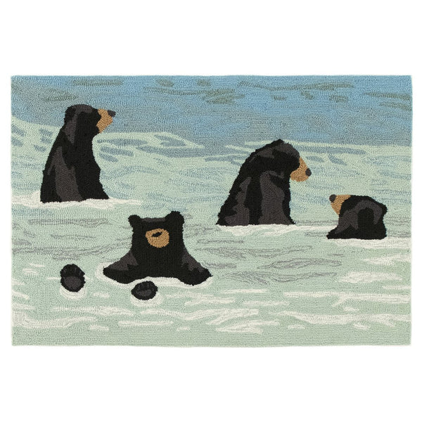 Trans Ocean Liora Manne Frontporch Bathing Bears Rug - Charming Indoor/Outdoor Mat For Nature Lovers' Spaces Blue Polyester,Acrylic Ftp34434003