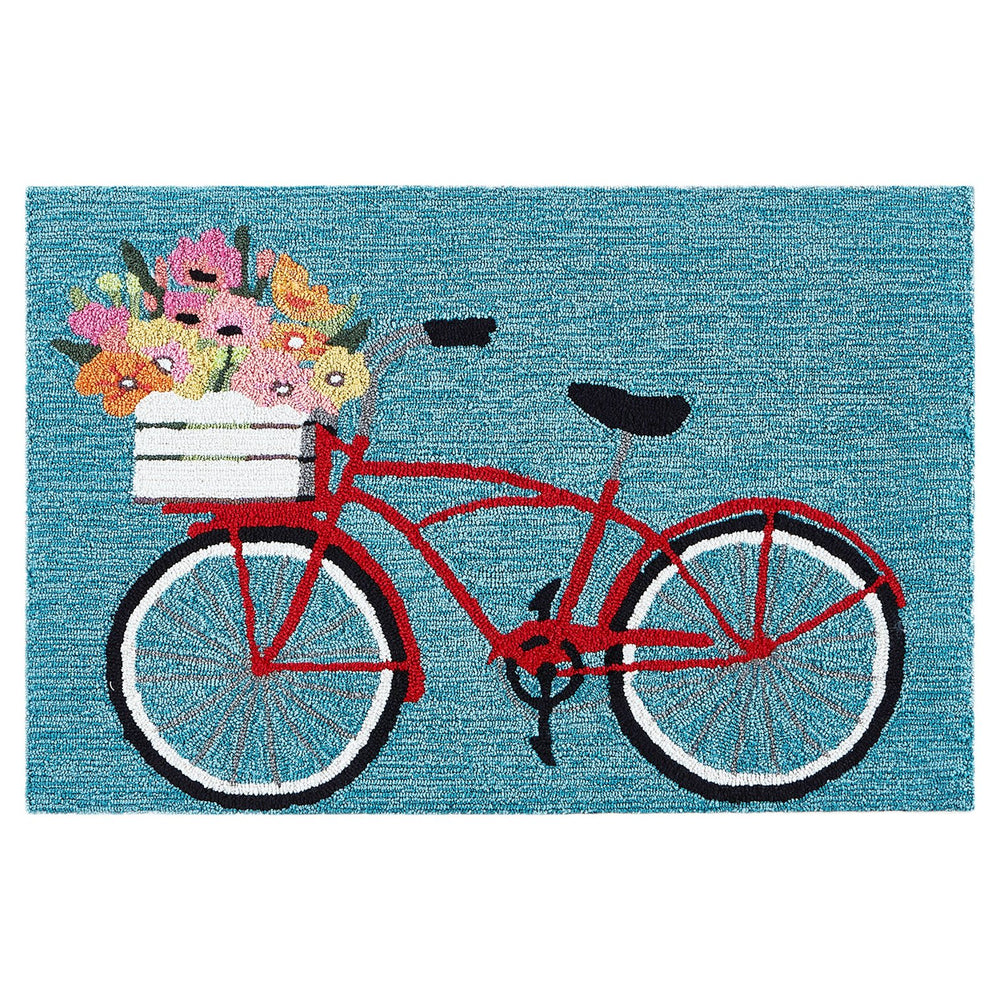 Trans Ocean Liora Manne Frontporch Bike Ride Indoor/Outdoor Area Rug - Whimsical Garden Decor For Your Home Blue Polyester,Acrylic Ftp34443403