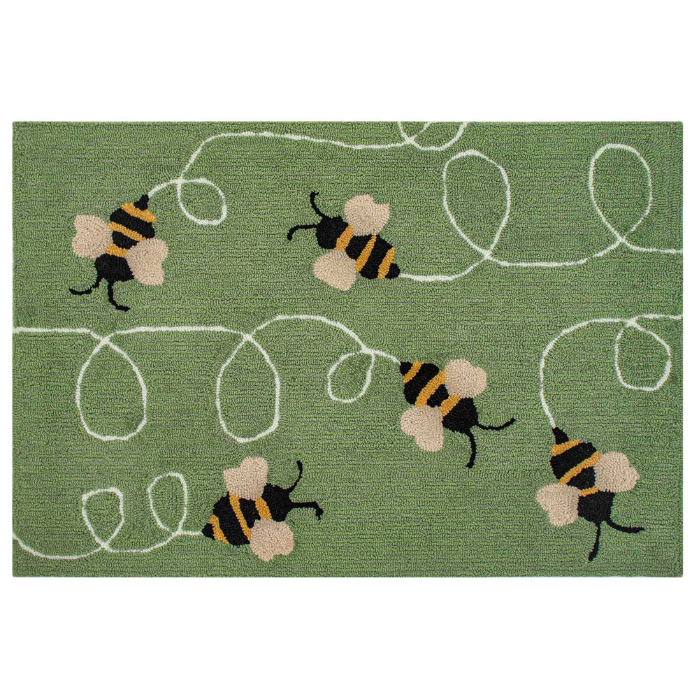 Trans Ocean Liora Manne Frontporch Buzzy Bees Indoor/Outdoor Mat - Whimsical Home Decor For Nature Lovers Green Polyester,Acrylic Ftp23443706