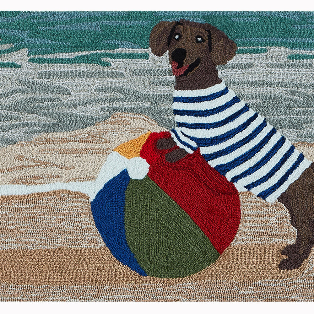 Trans Ocean Liora Manne Frontporch Coastal Dog Indoor/Outdoor Rug - Playful Dachshund By The Shoreline Decor Blue Polyester,Acrylic Ftp23449604