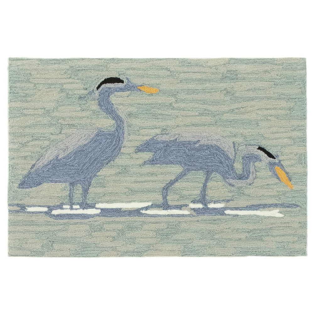 Trans Ocean Liora Manne Frontporch Blue Heron Indoor/Outdoor Rug - Coastal Bird Design For Home Décor Elegance Blue Polyester,Acrylic Ftp23450603