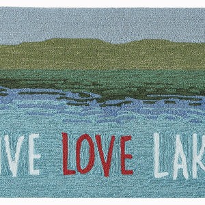 Trans Ocean Liora Manne Frontporch Live Love Lake Indoor/Outdoor Handmade Pillow - Nature-inspired Accent Blue Polyester,Acrylic Ftp23450703