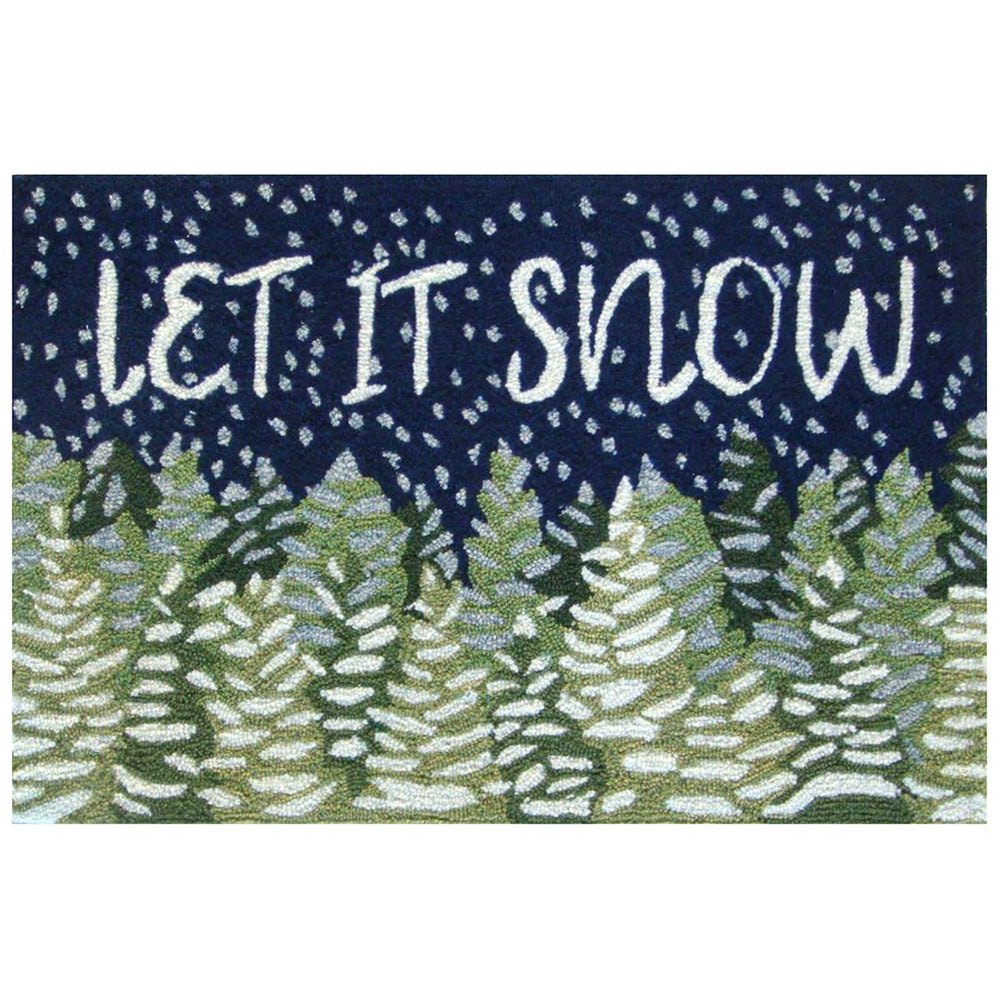 Trans Ocean Liora Manne Frontporch Let It Snow Handmade Indoor/Outdoor Pillow - Cozy Winter Woodland Decor Navy Polyester,Acrylic Ftp34451247