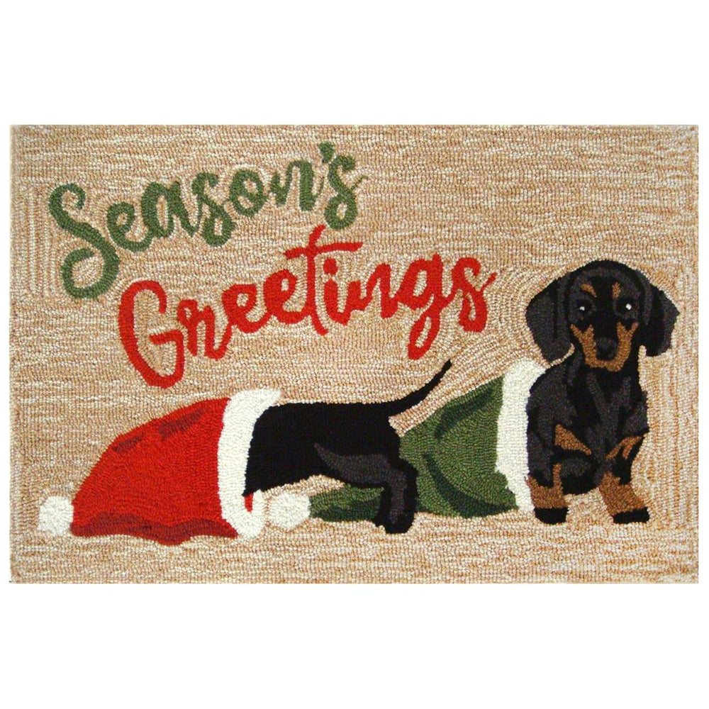Trans Ocean Liora Manne Frontporch Dachsund Greetings Indoor/Outdoor Holiday Mat For Festive Home Decor Natural Polyester,Acrylic Ftp34451712