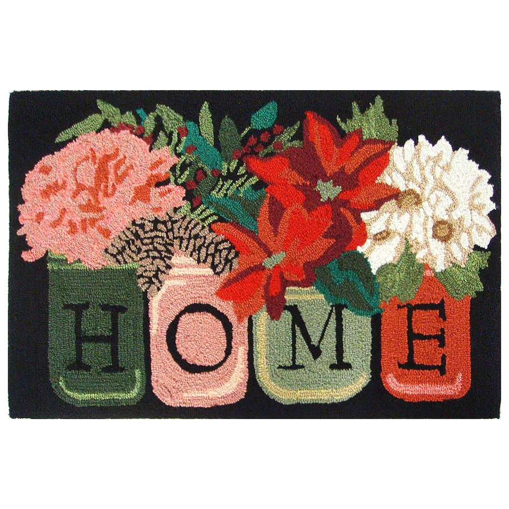 Trans Ocean Liora Manne Frontporch Holiday Home Indoor/Outdoor Rug With Rustic Floral Scene For All Seasons Black Polyester,Acrylic Ftp23452048