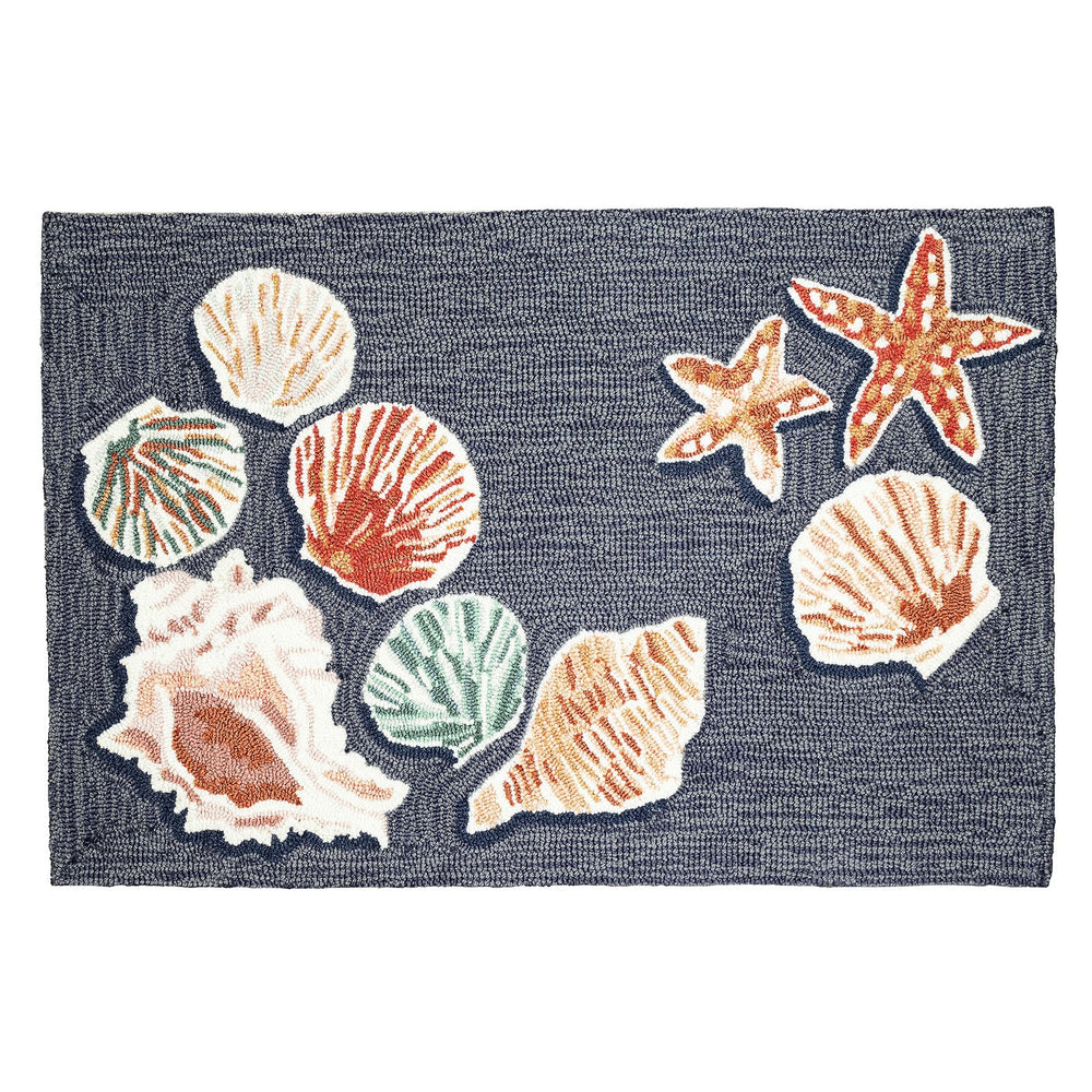Trans Ocean Liora Manne Beachcomber Indoor/Outdoor Area Rug - Coastal Seashell Design For Your Doorstep Decor Navy Polyester,Acrylic Ftp12456533