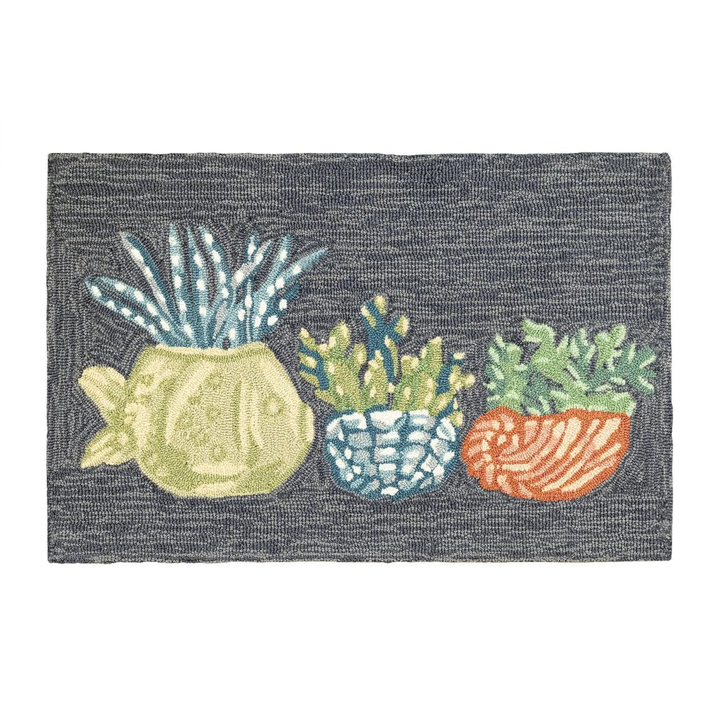 Trans Ocean Liora Manne Happy Plant Indoor/Outdoor Mat - Whimsical Botanical Rug For Joyful Entryways & Decor Navy Polyester,Acrylic Ftp23456833