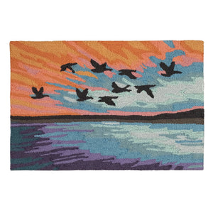 Trans Ocean Liora Frontporch Flock Indoor/Outdoor Rug - Whimsical Bird Design For A Charming Home Accent Blue Polyester,Acrylic Ftp34457203