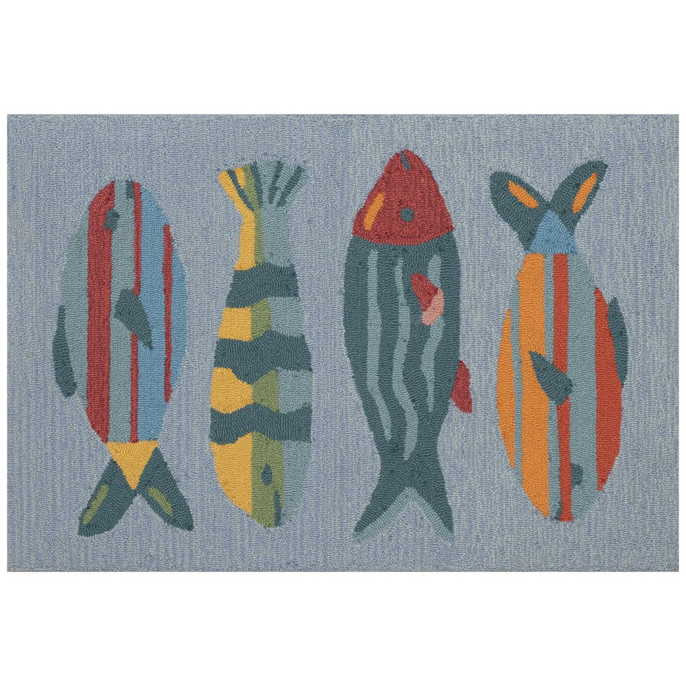 Trans Ocean Liora Manne Frontporch Fishes Indoor/Outdoor Rug - Vibrant Coastal Design For Home Decor Enthusiasts Blue Polyester,Acrylic Ftp23462404