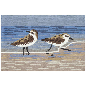 Trans Ocean Liora Manne Frontporch Coastal Sandpipers Indoor/Outdoor Area Rug – Beachy Vibes For Any Space Blue Polyester,Acrylic Ftp34462703