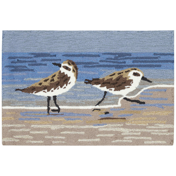 Trans Ocean Liora Manne Frontporch Coastal Sandpipers Indoor/Outdoor Area Rug – Beachy Vibes For Any Space Blue Polyester,Acrylic Ftp34462703