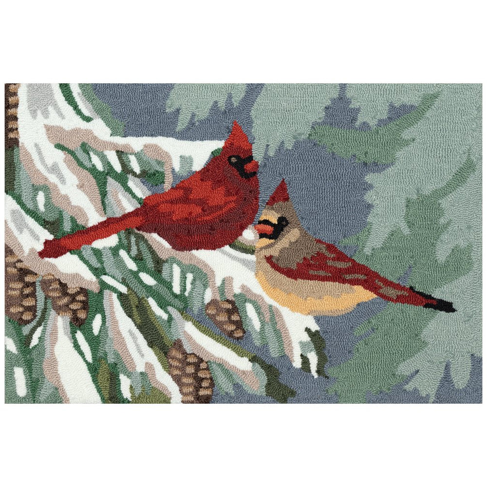 Trans Ocean Liora Manne Frontporch Cardinal Christmas Day Indoor/Outdoor Rug - Charming Bird Decor For All Spaces Multi Polyester,Acrylic Ftp23463444