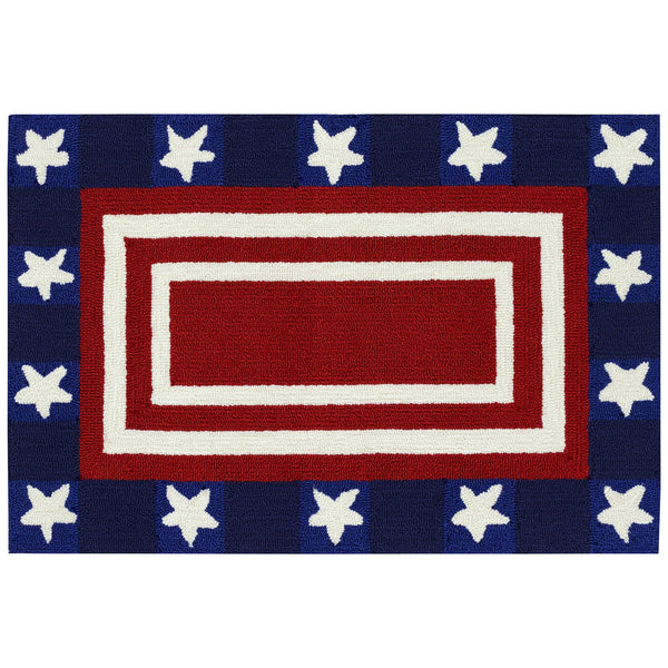 Trans Ocean Liora Manne Frontporch Patriotic Pendant Indoor/Outdoor Area Rug – Vibrant Americana Design For All Spaces Red Polyester,Acrylic Ftp23463724