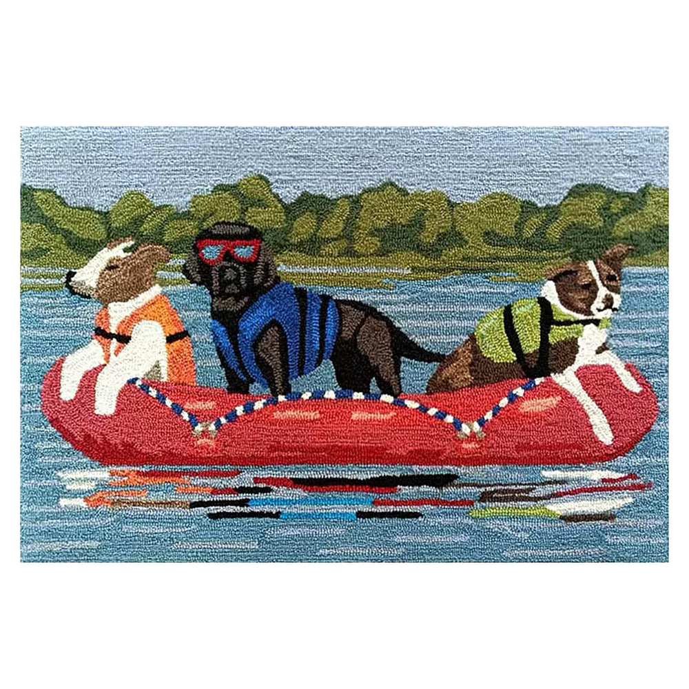 Trans Ocean Liora Manne Frontporch Rafting Dogs Indoor/Outdoor Rug - Fun, Durable Decor For Dog Lovers' Spaces Multi Polyester,Acrylic Ftp23466844