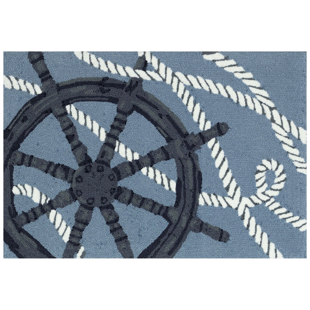 Trans Ocean Liora Manne Frontporch Captain's Wheel Indoor/Outdoor Mat - Nautical Design For Stylish Spaces Blue Polyester,Acrylic Ftp34467203