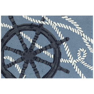 Trans Ocean Liora Manne Frontporch Captain's Wheel Indoor/Outdoor Mat - Nautical Design For Stylish Spaces Blue Polyester,Acrylic Ftp34467203