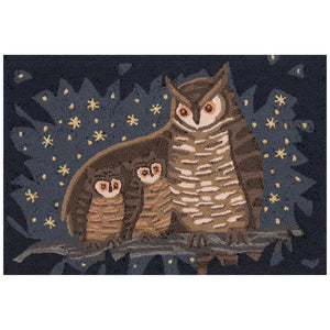 Trans Ocean Liora Manne Frontporch Owl Family Indoor/Outdoor Mat – Cozy Graphic Rug With Charming Night Scene Navy Polyester,Acrylic Ftp23467333