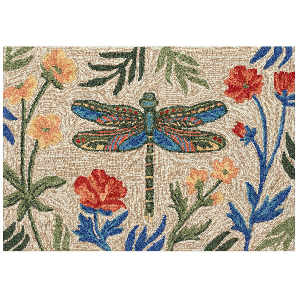 Trans Ocean Liora Manne Frontporch Floral Dragonfly Area Rug – Vibrant Indoor/Outdoor Decor For Any Space Multi Polyester,Acrylic Ftp23467544