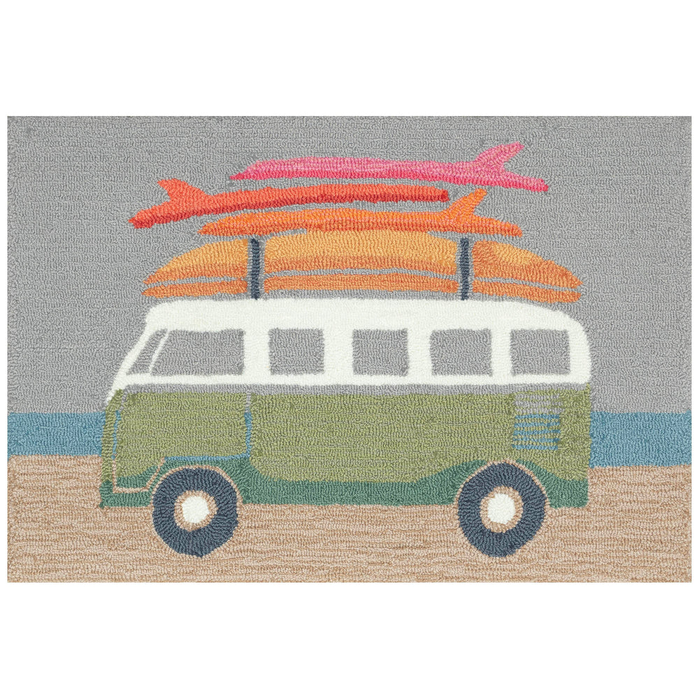 Trans Ocean Liora Manne Frontporch Van Life Indoor/Outdoor Rug With Colorful Beach Graphic And Surfboards Blue Polyester,Acrylic Ftp12468304