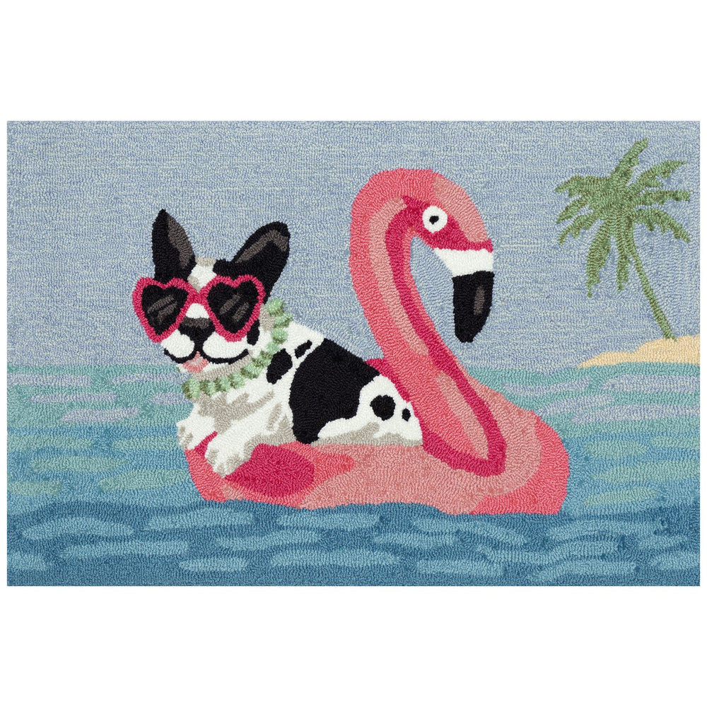 Trans Ocean Liora Manne Sit Stay Vacay Indoor/Outdoor Mat With Tropical Dog Scene For Stylish Home Décor Blue Polyester,Acrylic Ftp34468804