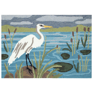 Trans Ocean Liora Manne Frontporch Egret Indoor/Outdoor Mat - Durable, Hand-tufted Rug With Marsh Scene Design Blue Polyester,Acrylic Ftp23472403