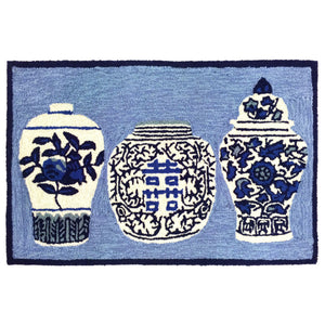 Trans Ocean Liora Manne Frontporch Ginger Jars Indoor/Outdoor Rug - Vibrant Floral Design For Any Space Blue Polyester,Acrylic Ftp34241003