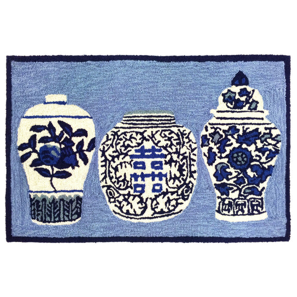 Trans Ocean Liora Manne Frontporch Ginger Jars Indoor/Outdoor Rug - Vibrant Floral Design For Any Space Blue Polyester,Acrylic Ftp34241003