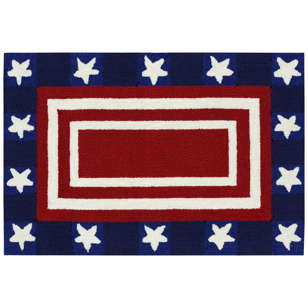 Trans Ocean Liora Manne Frontporch Patriotic Pendant Indoor/Outdoor Area Rug – Vibrant Americana Design For All Spaces Red Polyester,Acrylic Ftp34463724