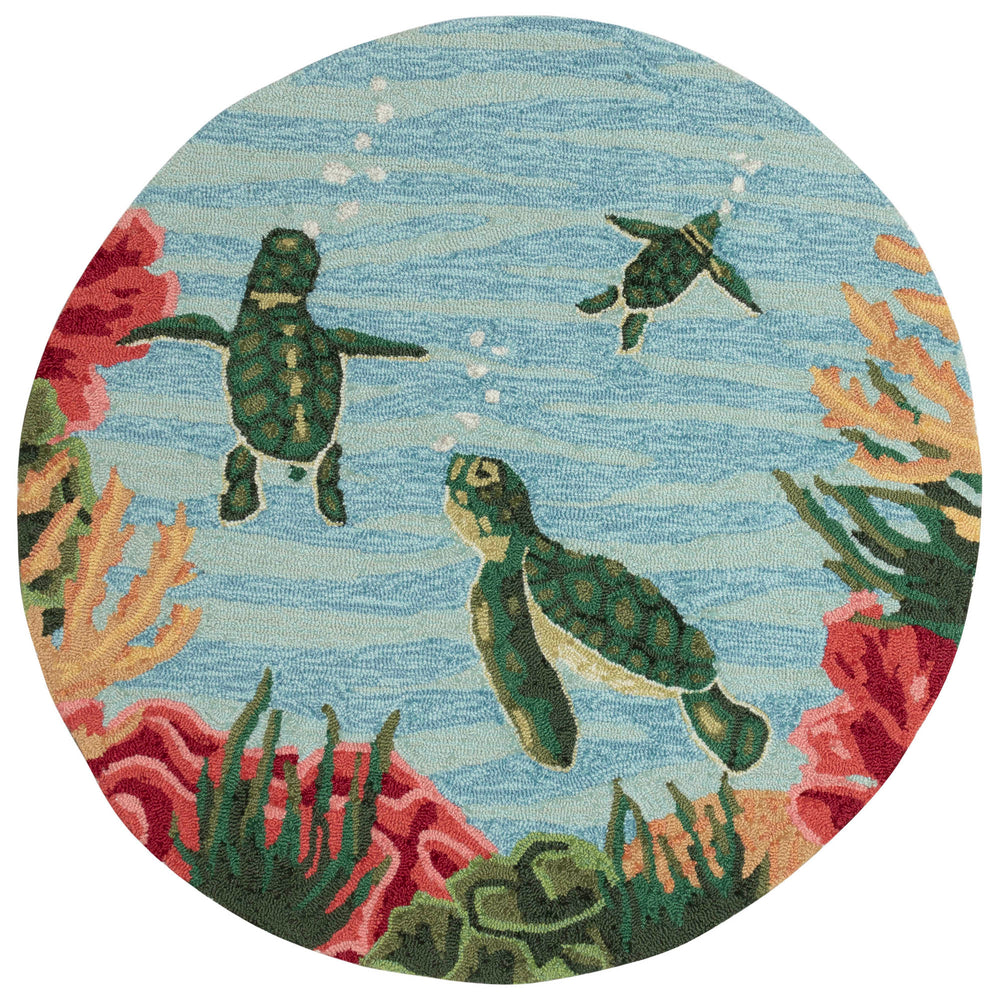 Trans Ocean Liora Manne Frontporch Indoor/Outdoor Mat - Charming Baby Turtles & Colorful Coral Design Rug Navy Polyester,Acrylic Ftpd3468933