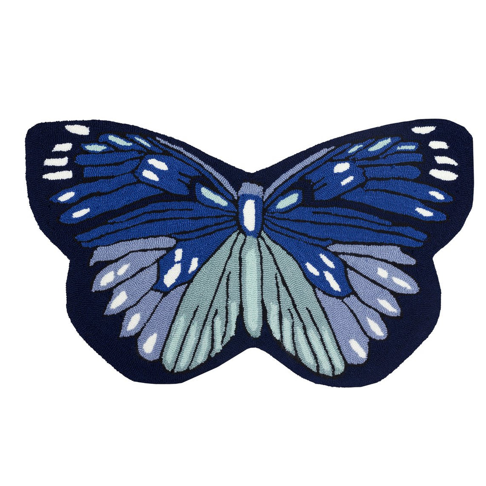 Trans Ocean Liora Manne Frontporch Monarch Indoor/Outdoor Area Rug - Stunning Butterfly Design For Any Space Blue Polyester,Acrylic Ftpf3459603