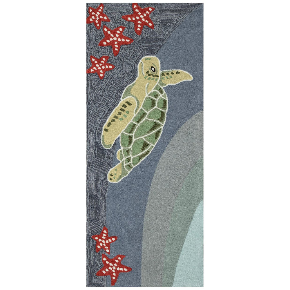 Trans Ocean Liora Manne Frontporch Colorful Sea Turtle Indoor/Outdoor Mat For Coastal Beach Lovers Delight Blue Polyester,Acrylic Ftpr5143104