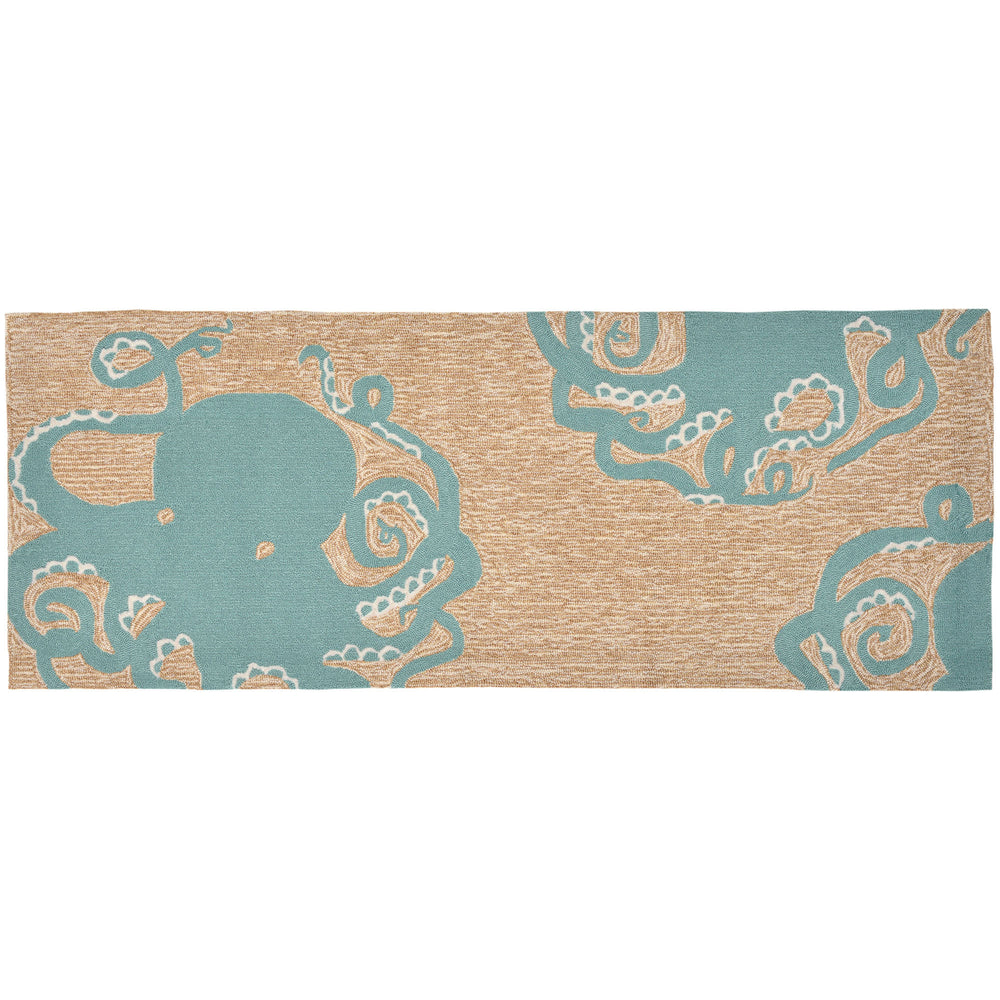 Trans Ocean Liora Manne Frontporch Colorful Octopus Indoor/Outdoor Mat - Nautical Design For Coastal Spaces Blue Polyester,Acrylic Ftpr5143204