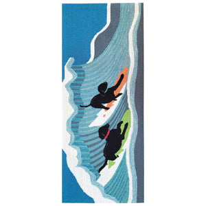 Trans Ocean Liora Manne Frontporch Surfing Dogs Coastal Indoor/Outdoor Mat For A Vibrant Beachy Entrance Blue Polyester,Acrylic Ftpr5147304