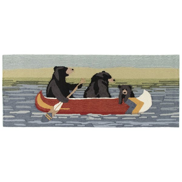 Trans Ocean Liora Manne Frontporch Are We Bear Yet? Fun Indoor/Outdoor Rug With Playful Canoeing Bears Design Blue Polyester,Acrylic Ftpr5189203