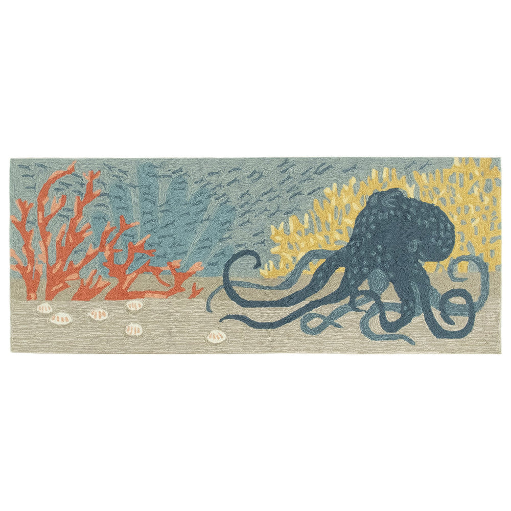Trans Ocean Liora Manne Frontporch Octopus Indoor/Outdoor Mat - Vibrant Coastal Decor For Home & Garden Blue Polyester,Acrylic Ftpr5453104