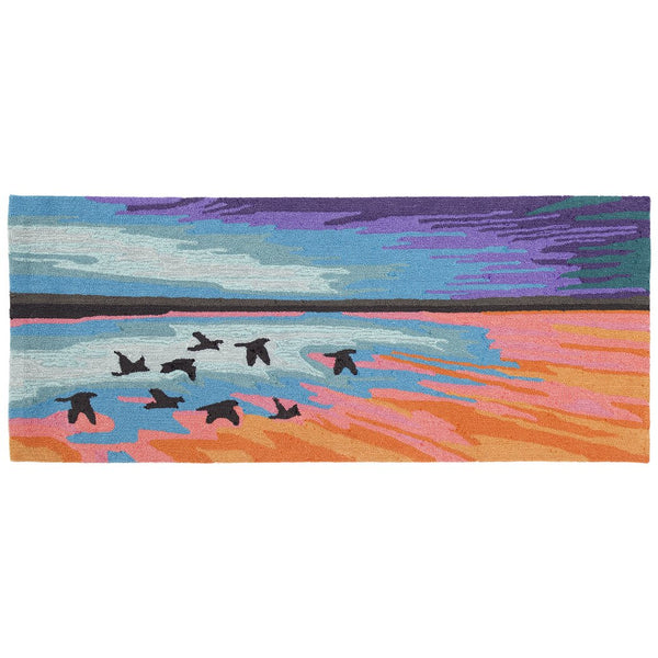 Trans Ocean Liora Frontporch Flock Indoor/Outdoor Rug - Whimsical Bird Design For A Charming Home Accent Blue Polyester,Acrylic Ftpr5457203