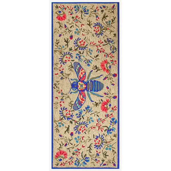 Trans Ocean Liora Manne Frontporch Flora Bee Indoor/Outdoor Rug - Vibrant Garden Design With Queen Bee Artistry Natural Polyester,Acrylic Ftpr5463822