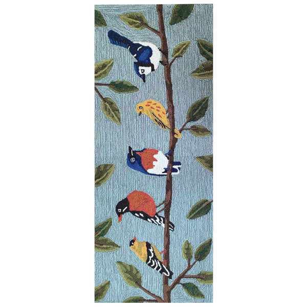 Trans Ocean Liora Manne Frontporch Indoor/Outdoor Rug - Charming Birds On Branch Design For Any Space Blue Polyester,Acrylic Ftpr5467103