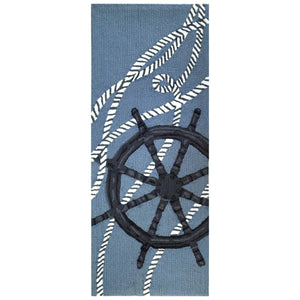 Trans Ocean Liora Manne Frontporch Captain's Wheel Indoor/Outdoor Mat - Nautical Design For Stylish Spaces Blue Polyester,Acrylic Ftpr5467203