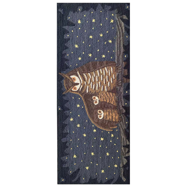 Trans Ocean Liora Manne Frontporch Owl Family Indoor/Outdoor Mat – Cozy Graphic Rug With Charming Night Scene Navy Polyester,Acrylic Ftpr5467333