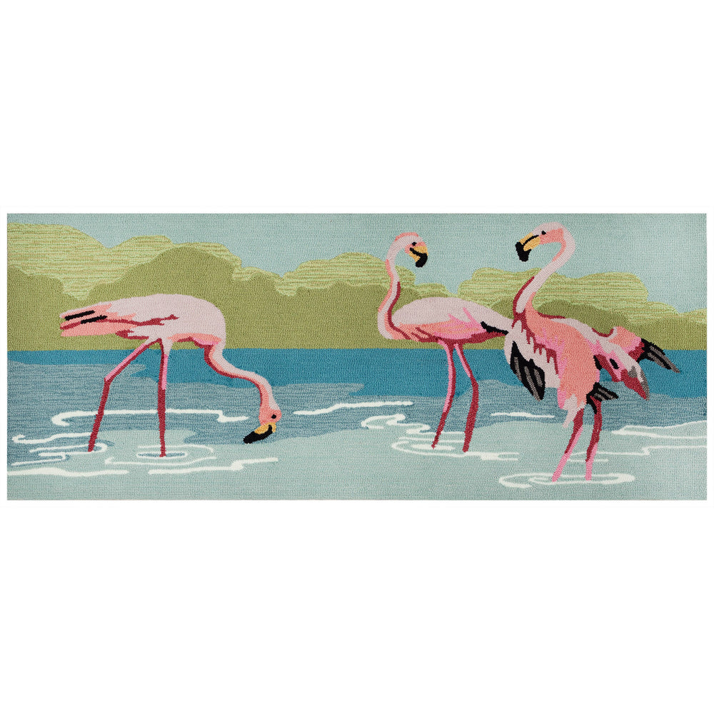 Trans Ocean Liora Manne Frontporch Flamingo Indoor/Outdoor Rug – Colorful Hand-tufted Design For Stylish Spaces Blue Polyester,Acrylic Ftpr5470404