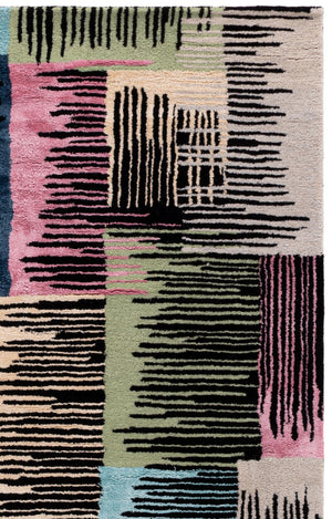 Safavieh Fifth Modern Hand-Tufted Black & Pink Area Rug — Low Pile, Viscose-Wool Blend, Sleek Minimalist Style 4'-0" x 6'-0" FTV105Z-4